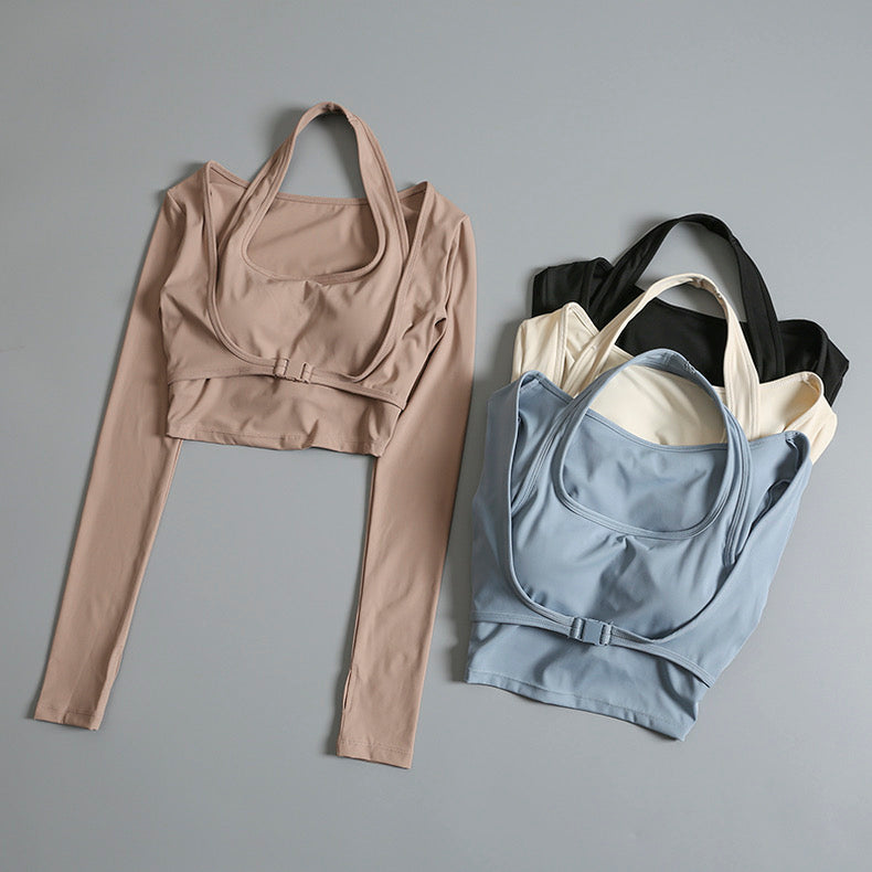 Chloe Cutout Built-In Bra Top with Thumb Hole